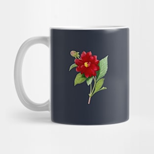 Vintage Double Dahlias Botanical Illustration Mug